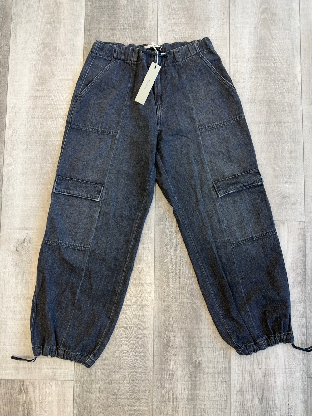Hudson Jeans Women's Relaxed Black Cargo Denim Pants